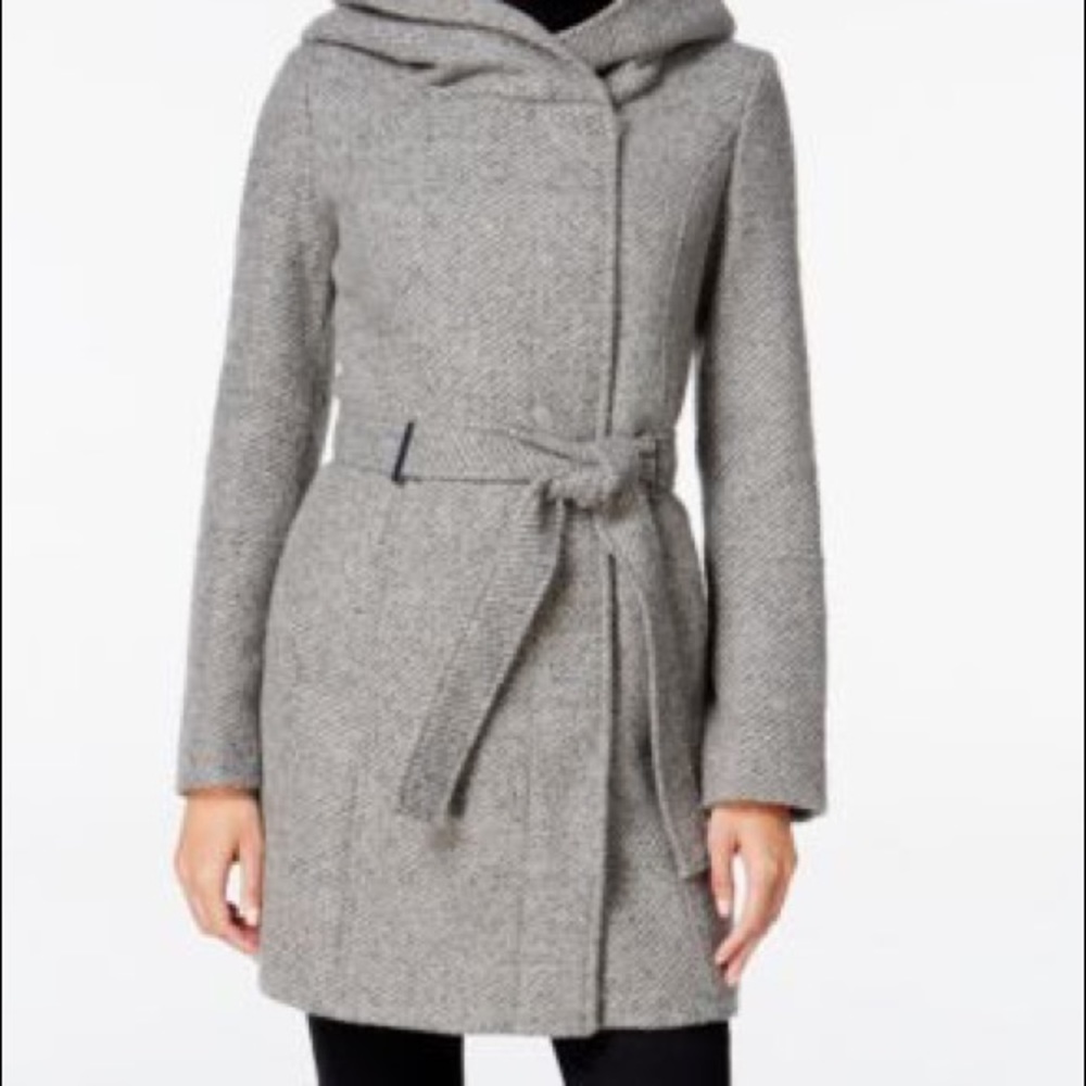 Calvin Klein Asymmetrical Hooded Coat